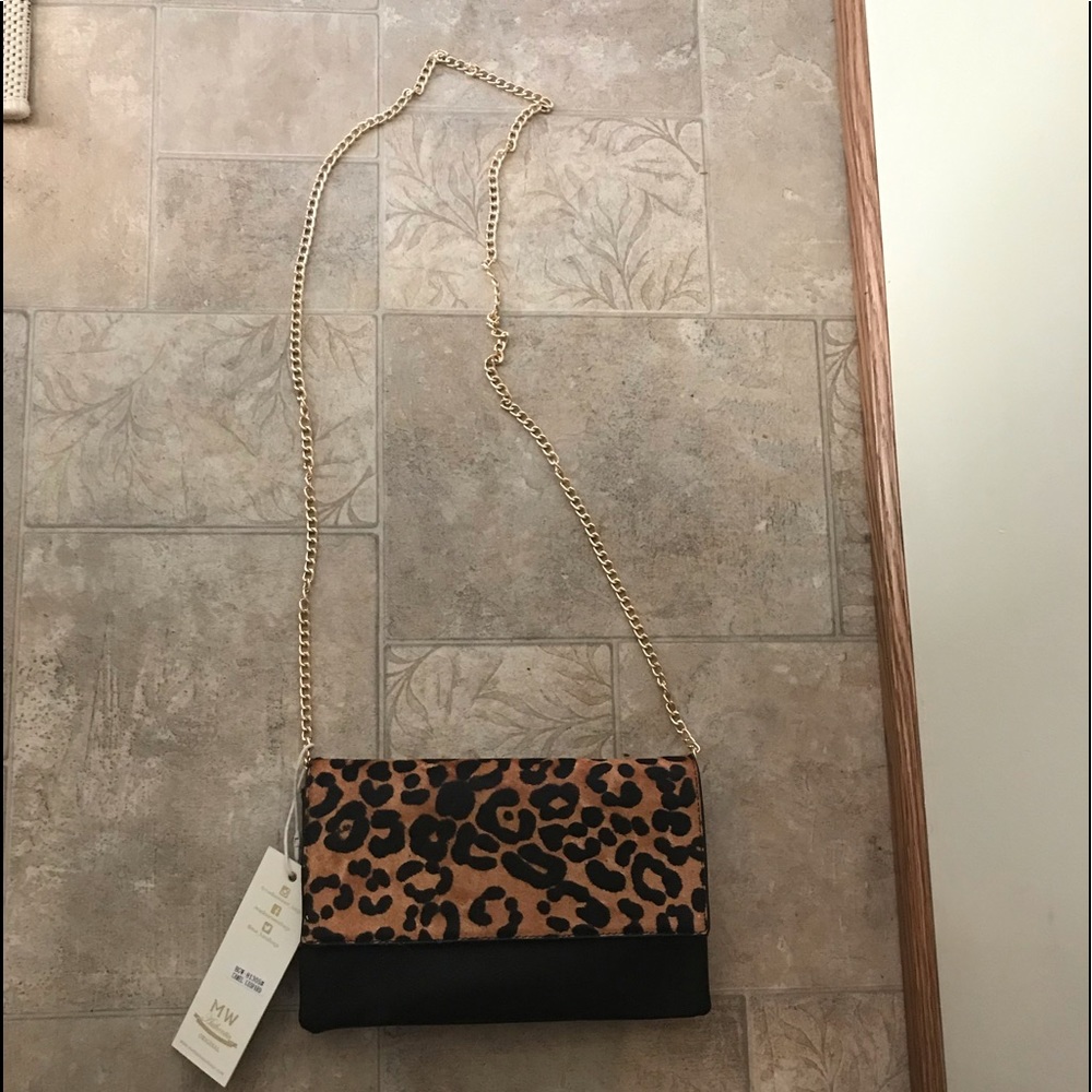 Camel/leopard clutch/new